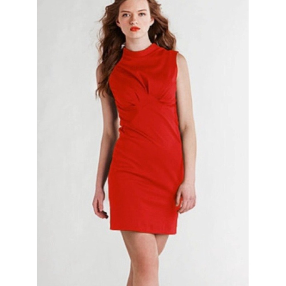 Z Spoke Zac Posen Lord & Taylor Red Sleeveless Sheath Dress V-Back Size 0